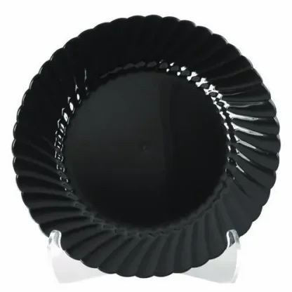 WNA Classicware Plastic Plates, 7.5" dia, Black, 10/Pack, 18 Packs/Carton