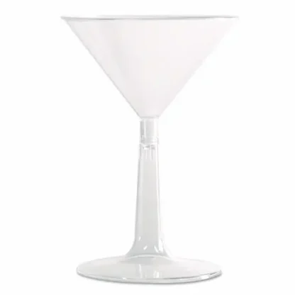 WNA Comet Plastic Martini Glasses, Two-Piece Construction, 6 oz, Clear, 12/Pack, 8 Packs/Carton