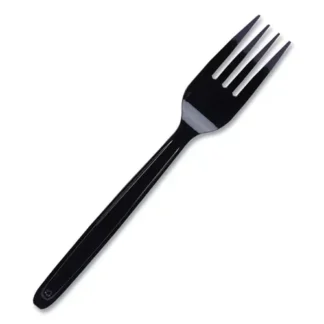 WNA Cutlery for Cutlerease Dispensing System, Mediumweight Fork, Plastic, Black, 960/Box