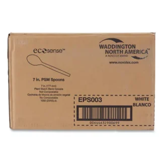 WNA EcoSense Renewable Plant Starch Cutlery, Spoon, Plastic, Cream, 50/Pack, 20 Packs/Carton
