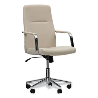 Workspace by Alera® Leather Task Chair, White, Adjustable Height 18.19"–21.93", Supports Up to 275 lb