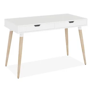 Workspace by Alera® Scandinavian Writing Desk, White/Beigewood, 47.24"W x 23.62"D x 29.53"H