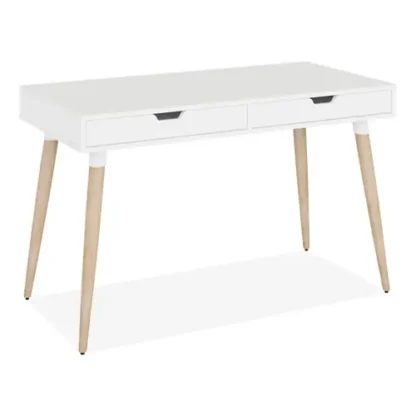 Workspace by Alera® Scandinavian Writing Desk, White/Beigewood, 47.24"W x 23.62"D x 29.53"H