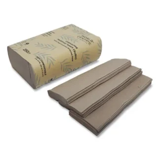 World Centric® 100 Percent PCW Recycled Paper Towels, Natural, 1-Ply, 9" x 9", 250/Pack, 16 Packs/Carton