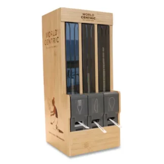 World Centric® Cutlery Dispenser, Natural, Holds Forks/Knives/Spoons, 10.2" x 8.5" x 21.1"