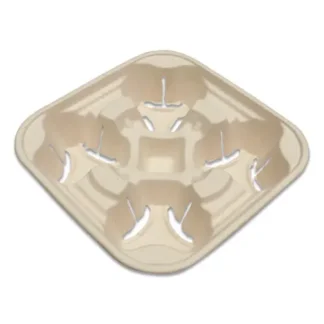 World Centric® Fiber Cup Carriers, 8 oz to 22 oz, Four Cups, Natural, 600/Carton