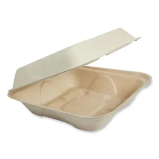 World Centric® Fiber Hinged Containers, 7 x 8.3 x 3.2, Natural, Paper, 300/Carton