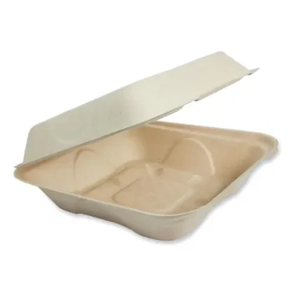 World Centric® Fiber Hinged Containers, 7 x 8.3 x 3.2, Natural, Paper, 300/Carton