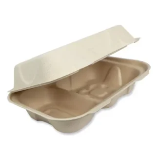 World Centric® Fiber Hinged Containers, Hoagie Box, Natural, 500/Carton