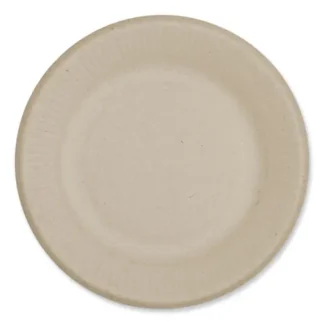World Centric® Fiber Plates, Ripple Edge, Paper, 6.1" dia, Natural, 1,000/Carton