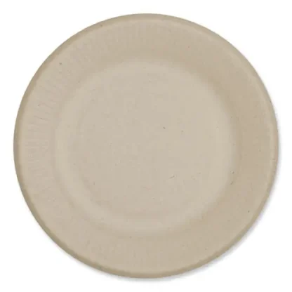 World Centric® Fiber Plates, Ripple Edge, Paper, 6.1" dia, Natural, 1,000/Carton