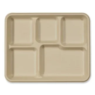 World Centric® Fiber Trays, 5 Compartments, Natural, Paper, 400/Carton