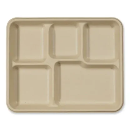 World Centric® Fiber Trays, 5 Compartments, Natural, Paper, 400/Carton
