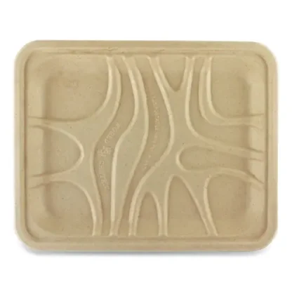 World Centric® Fiber Trays, PLA Lined, PFAS Free, 9.1 x 7.1 x 0.7, Natural, Paper, 500/Carton