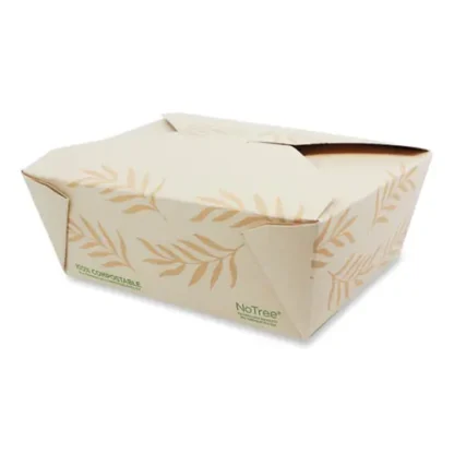 World Centric® No Tree Folded Takeout Containers, 46 oz, Natural, Sugarcane, 300/Carton