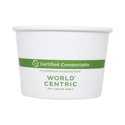 World Centric® Paper Bowls, 32 oz, White, 500/Carton