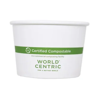 World Centric® Paper Bowls, 8 oz, White, 1,000/Carton