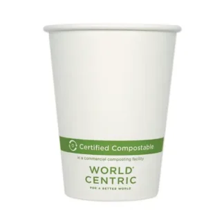 World Centric® Paper Hot Cups, 12 oz, White, 1,000/Carton