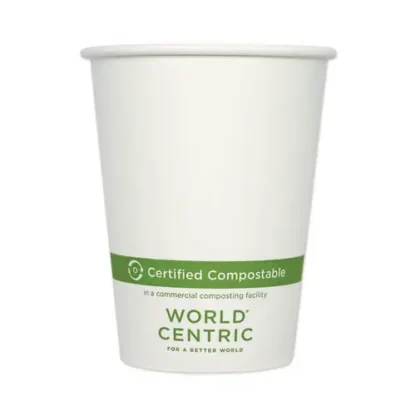 World Centric® Paper Hot Cups, 12 oz, White, 1,000/Carton