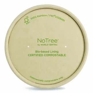 World Centric® Paper Lids for Bowls, 3.6" Diameter, Brown, 500/Carton