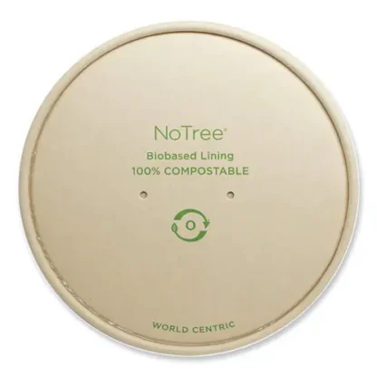 World Centric® Paper Lids for Bowls, 5.9" Diameter, Natural, 300/Carton