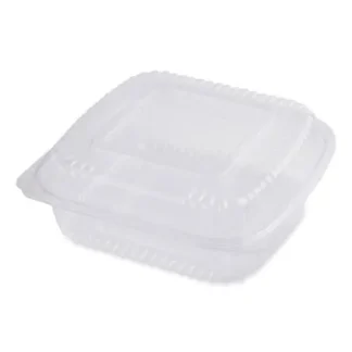 World Centric® PLA Hinged Clamshells, 46 oz, Clear, Plastic