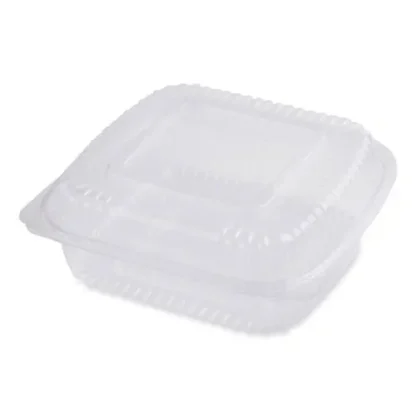 World Centric® PLA Hinged Clamshells, 46 oz, Clear, Plastic
