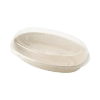 World Centric® PLA Lids for Fiber Burrito Bowls, 9.7" Diameter, Clear, Plastic, 300/Carton
