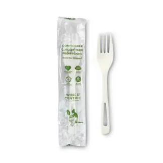 World Centric® TPLA Compostable Cutlery, Fork, Plastic, White, 750/Carton