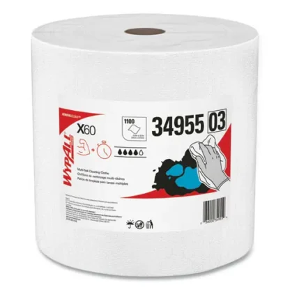 WypAll® General Clean X60 Cloths, Jumbo Roll, White, 1,100/Roll
