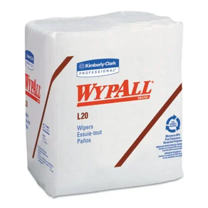 WypAll® L20 Towels, 1/4 Fold, 4-Ply, 12.5" x 13", Unscented, White, 68 Towels/Pack, 12 Packs/Carton