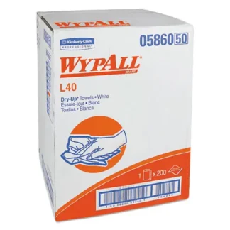 WypAll® L40 Dry Up Towels, 19.5" x 42", White, 200 Towels/Roll