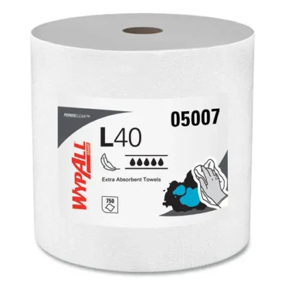 WypAll® L40 Towels, Jumbo Roll, 12.5 x 12.2, White, 750/Roll