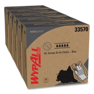WypAll® Power Clean Oil, Grease and Ink Cloths, POP-UP Box, Blue, 100 Cloths/Box, 5 Boxes/Carton