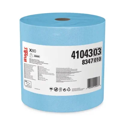 WypAll® Power Clean X80 Heavy Duty Cloths, Jumbo Roll, Blue, 475/Roll