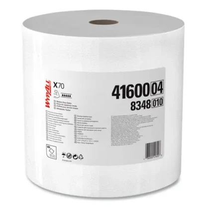 WypAll® X70 Cloths, Jumbo Roll, Perforated, 12.4" x 12.2", White, 870 Towels/Roll