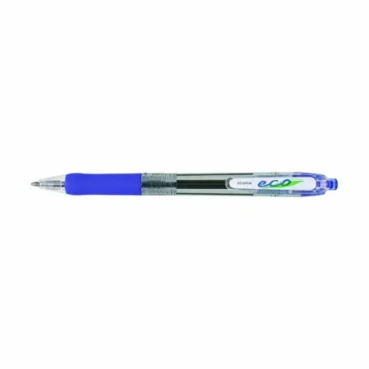 Zebra® ECO Jimnie Clip Ballpoint Pen, Retractable, Medium, 1 mm, Blue Ink, Clear/Blue Barrel, 12/Pack