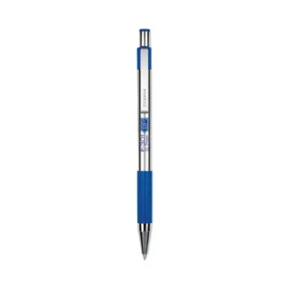 Zebra® F-301 Ballpoint Pen, Retractable, Fine, 0.7 mm, Blue Ink, Stainless Steel/Blue Barrel, 2 Pack