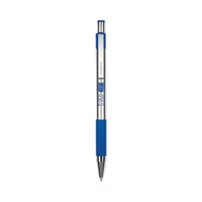 Zebra® F-301 Ballpoint Pen, Retractable, Fine, 0.7 mm, Blue Ink, Stainless Steel/Blue Barrel, 2 Pack