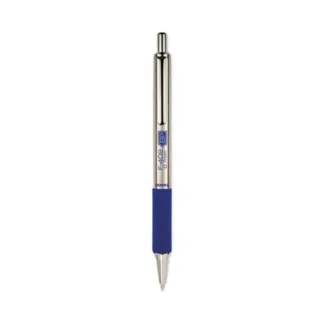 Zebra® F-402 Ballpoint Pen, Retractable, Fine 0.7 mm, Blue Ink, Stainless Steel/Blue Barrel, 2/Pack