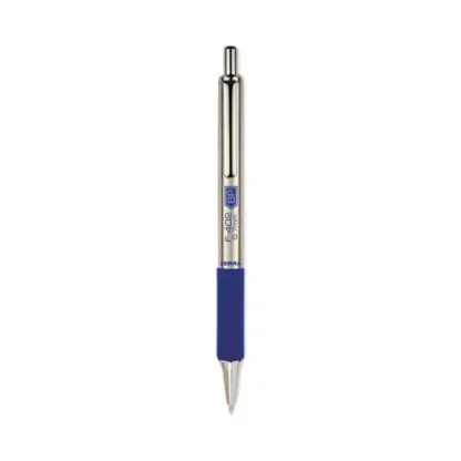 Zebra® F-402 Ballpoint Pen, Retractable, Fine 0.7 mm, Blue Ink, Stainless Steel/Blue Barrel, 2/Pack