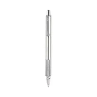 Zebra® F-701 Ballpoint Pen, Retractable, Fine 0.7 mm, Black Ink, Stainless Steel/Black Barrel