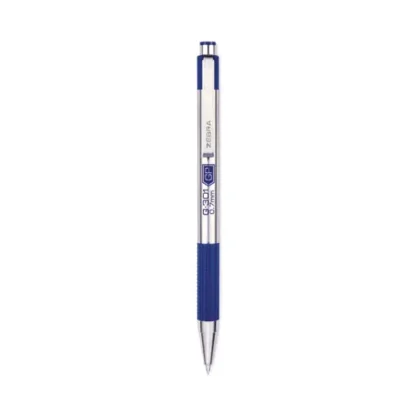 Zebra® G-301 Gel Pen, Retractable, Medium Point, 0.7 mm, Blue Ink, Stainless Steel/Blue Barrel, 2/Pack