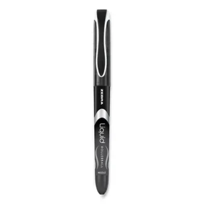 Zebra® Liquid Ink Rollerball Pen, Extra-Fine 0.5 mm, Black Ink, Black/Silver Barrel, 12/Pack