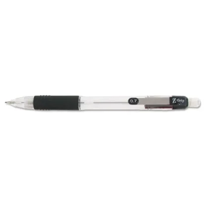 Zebra® Z-Grip Mechanical Pencil, 0.7 mm, HB (#2), Black Lead, Clear/Black Barrel, 24/Pack