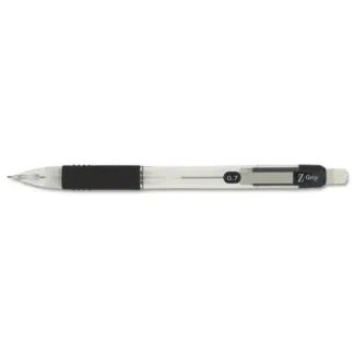 Zebra® Z-Grip Mechanical Pencil, 0.7 mm, HB (#2), Black Lead, Clear/Black Barrel, Dozen