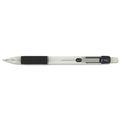 Zebra® Z-Grip Mechanical Pencil, 0.7 mm, HB (#2), Black Lead, Clear/Black Barrel, Dozen