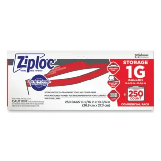 Ziploc® Double Zipper Storage Bags, Triple System Seal, Gallon, Clear, 250/Box