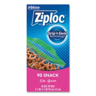 Ziploc® Seal Top Snack Bags, Snack, 6.5" x 3.25", Clear, 90 Bags/Box, 12 Boxes/Carton