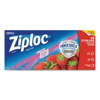 Ziploc® Slider Storage Bags, Gallon, Clear, 9/Carton